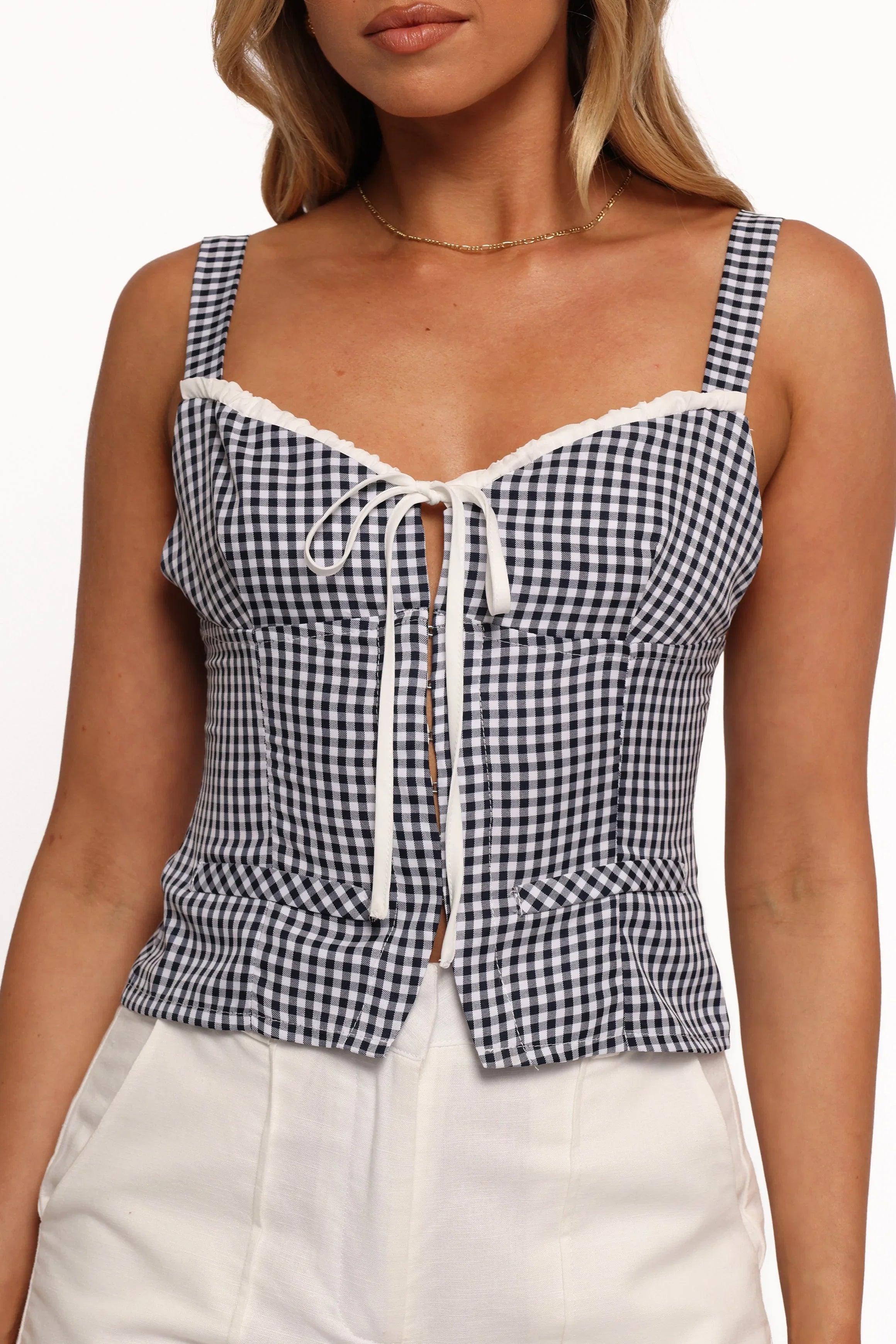 Danella Top Navy Gingham