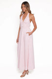 Marie Halterneck Maxi Dress Pink Stripe