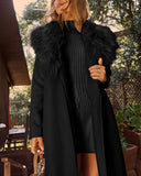Frederica Pocketed Faux Fur Collar Coat