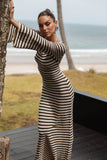 Cherie Knit Maxi Dress Sand Black