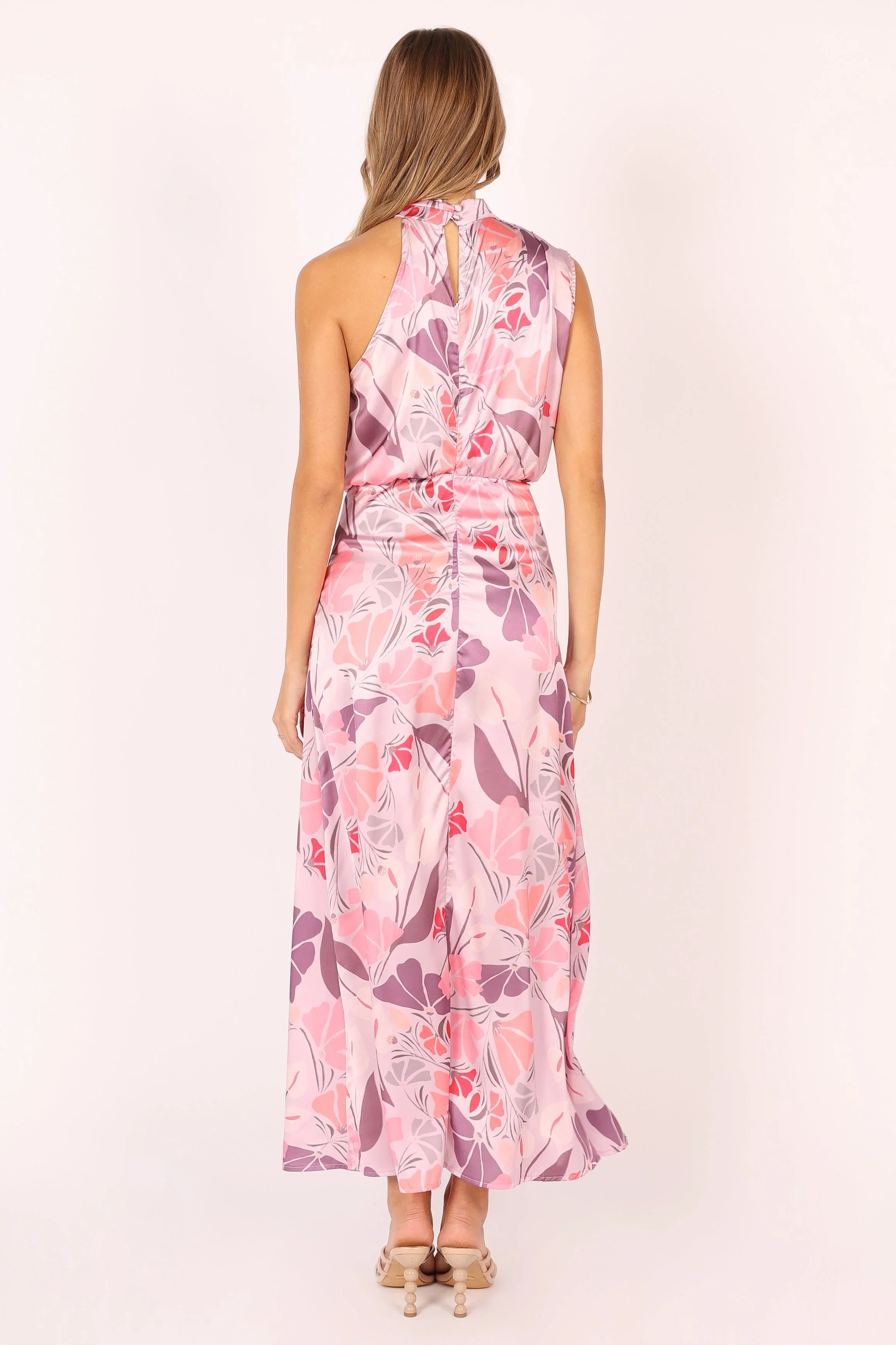 Amelia Halterneck Maxi Dress Pink Floral