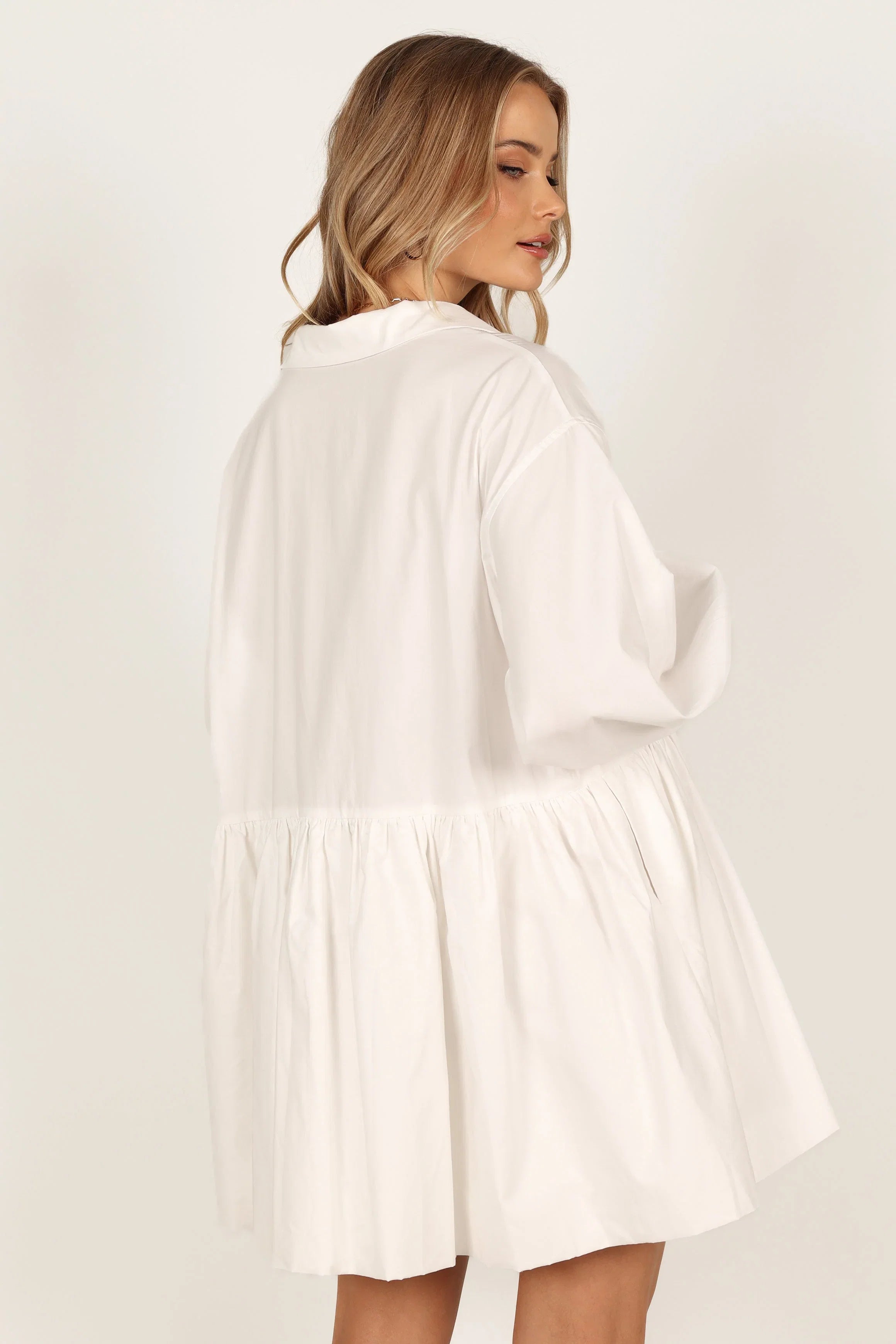 Daisy Long Sleeve Mini Dress White