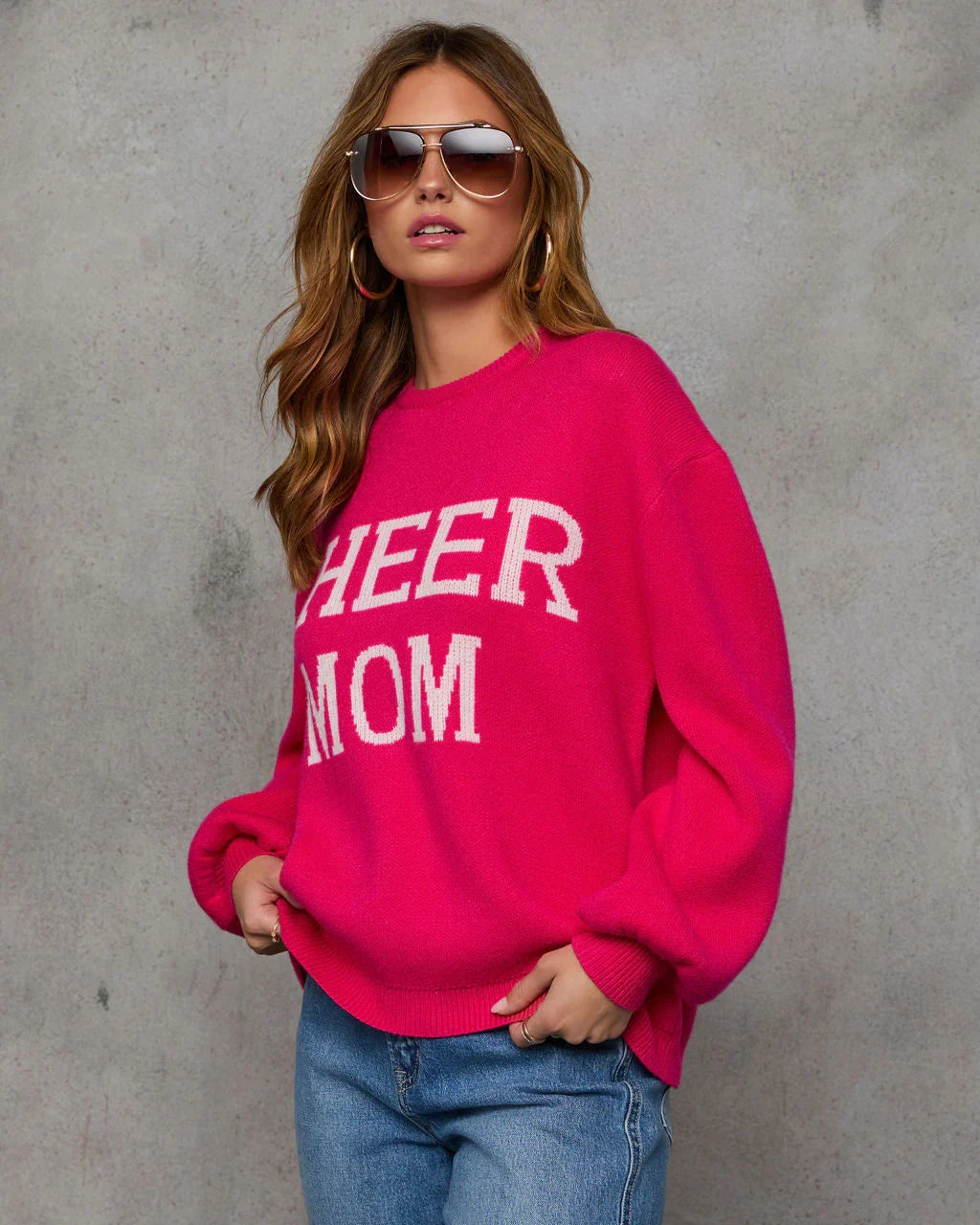 Cheer Mom Knit Pullover Sweater