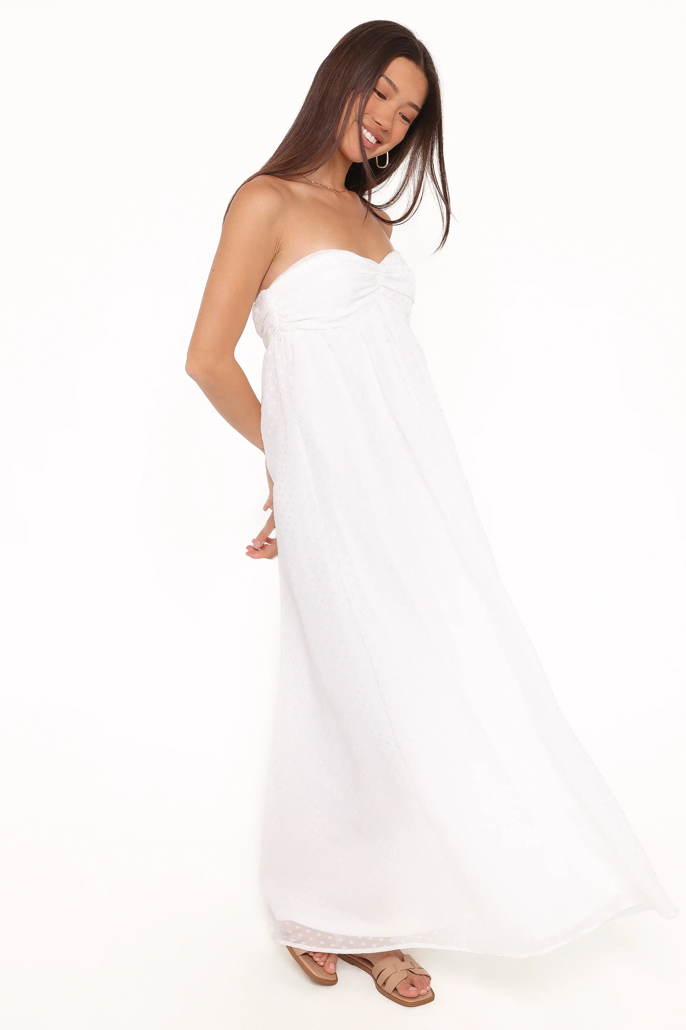 Vee Strapless Maxi Dress White