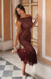Defied The Odds Off Shoulder Lace Maxi Dress Wine