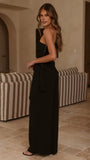 Leela One Shoulder Top and Pants Set Black