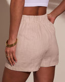 Maple Sky Pleated Linen Shorts