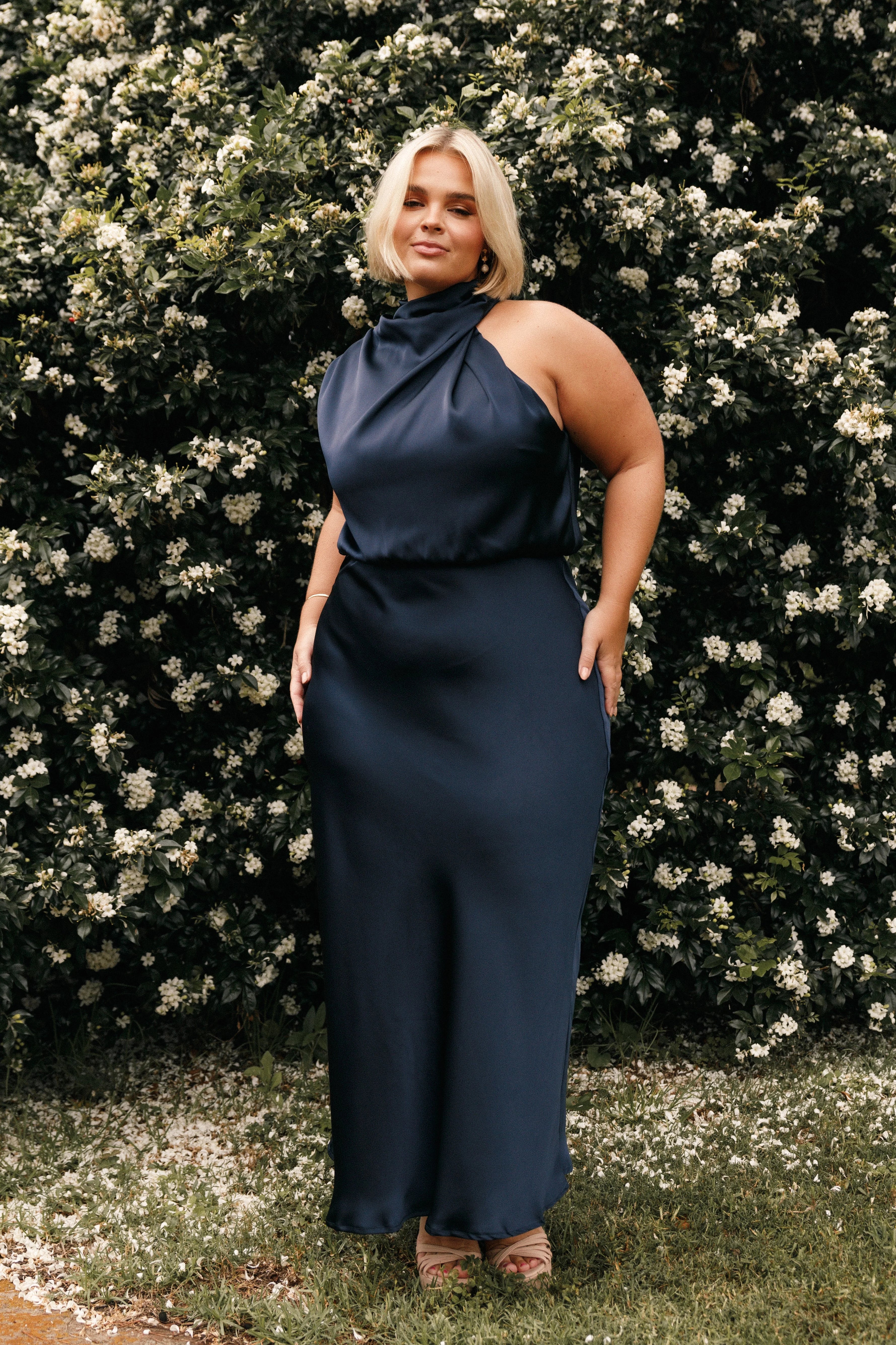 Anabelle Halter Neck Midi Dress Navy