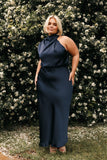 Anabelle Halter Neck Midi Dress Navy