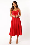 Naira Pleated Midi Dress Red