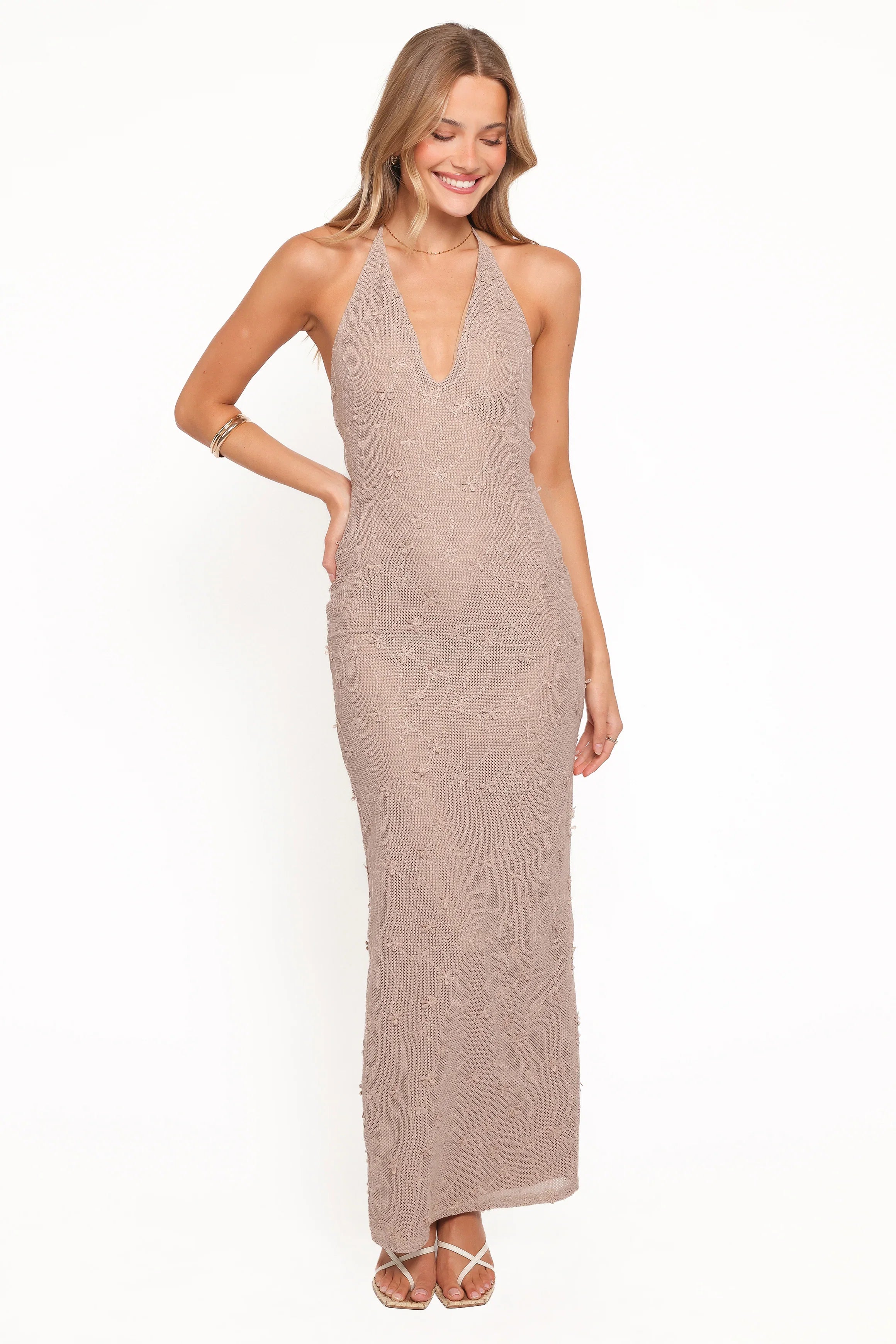 Riley Halter Maxi Dress Taupe