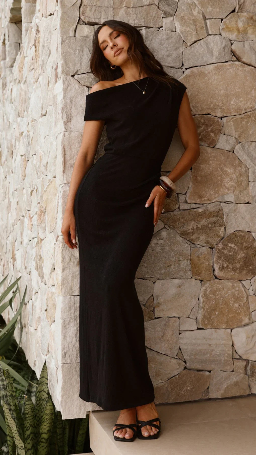 Helana Off Shoulder Maxi Dress Black