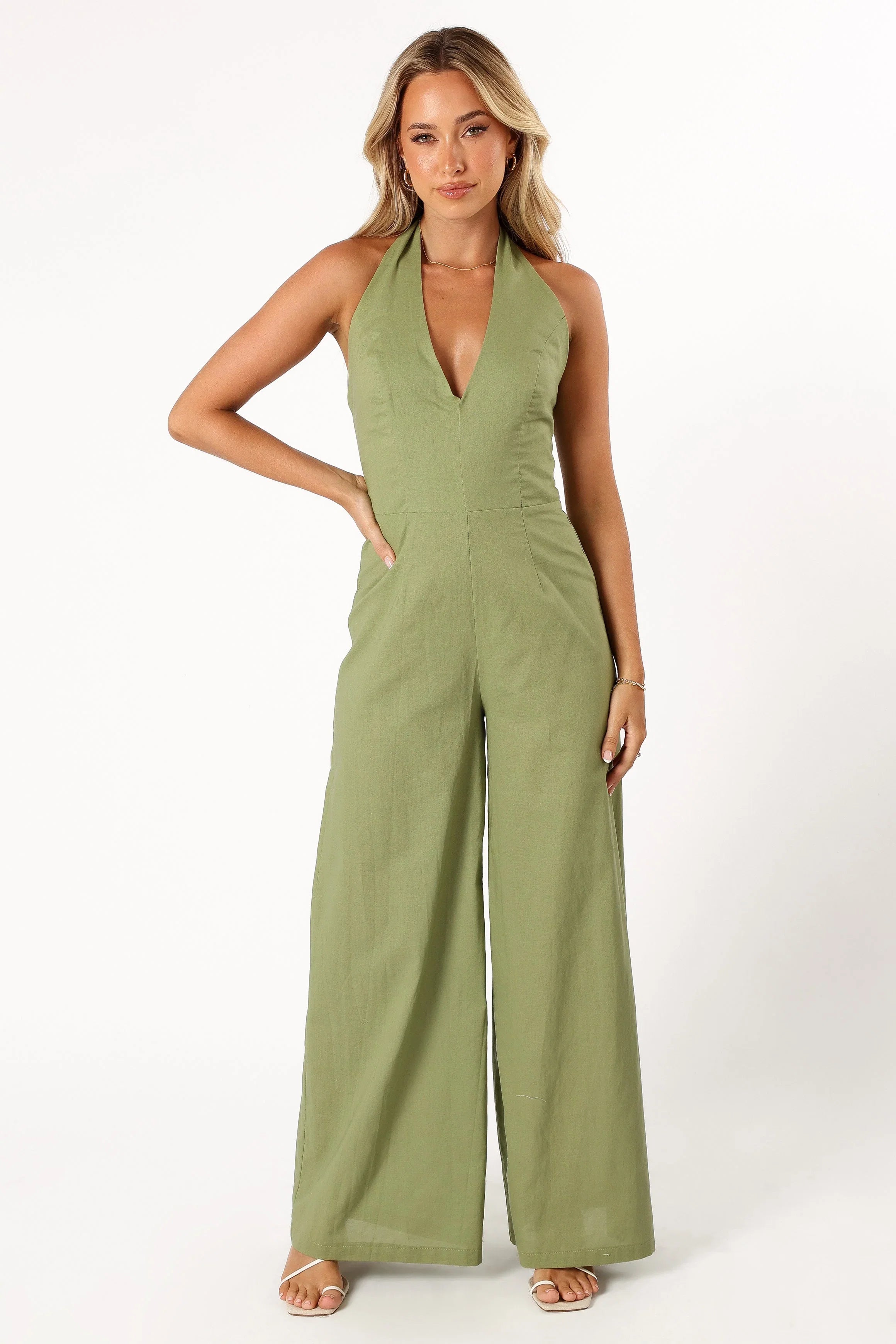 Kourtney Halterneck Jumpsuit Olive