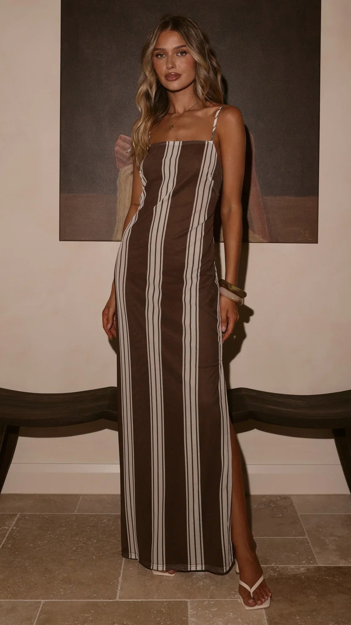 Bria Maxi Dress Chocolate Stripe