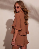 Sun Flare Ruffle Cape Style Top