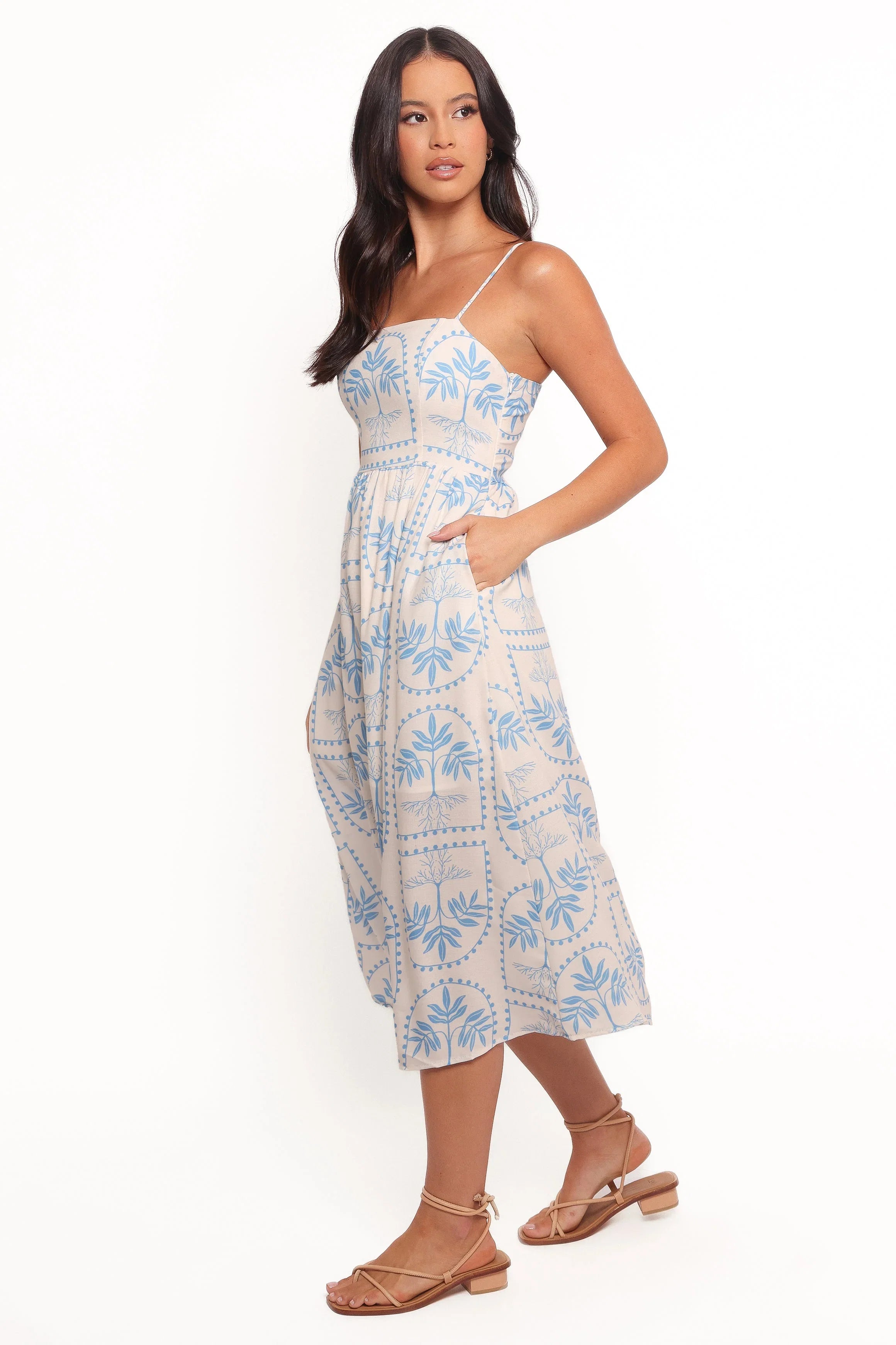 Cathy Midi Dress Blue White