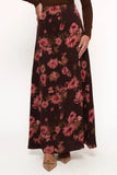 Vivie Midi Skirt Chocolate Floral