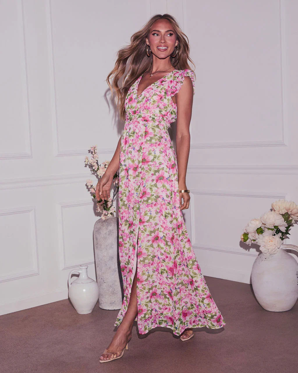 In The Garden Floral Print Maxi Dress