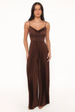 Angelique Pleated Jumpsuit Chocolate Brown