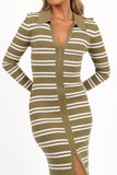 Eliana Long Sleeve Midi Dress Olive