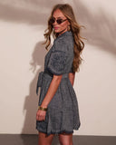 Sailor Sweetheart Linen Blend Waist Tie Mini Shirt Dress