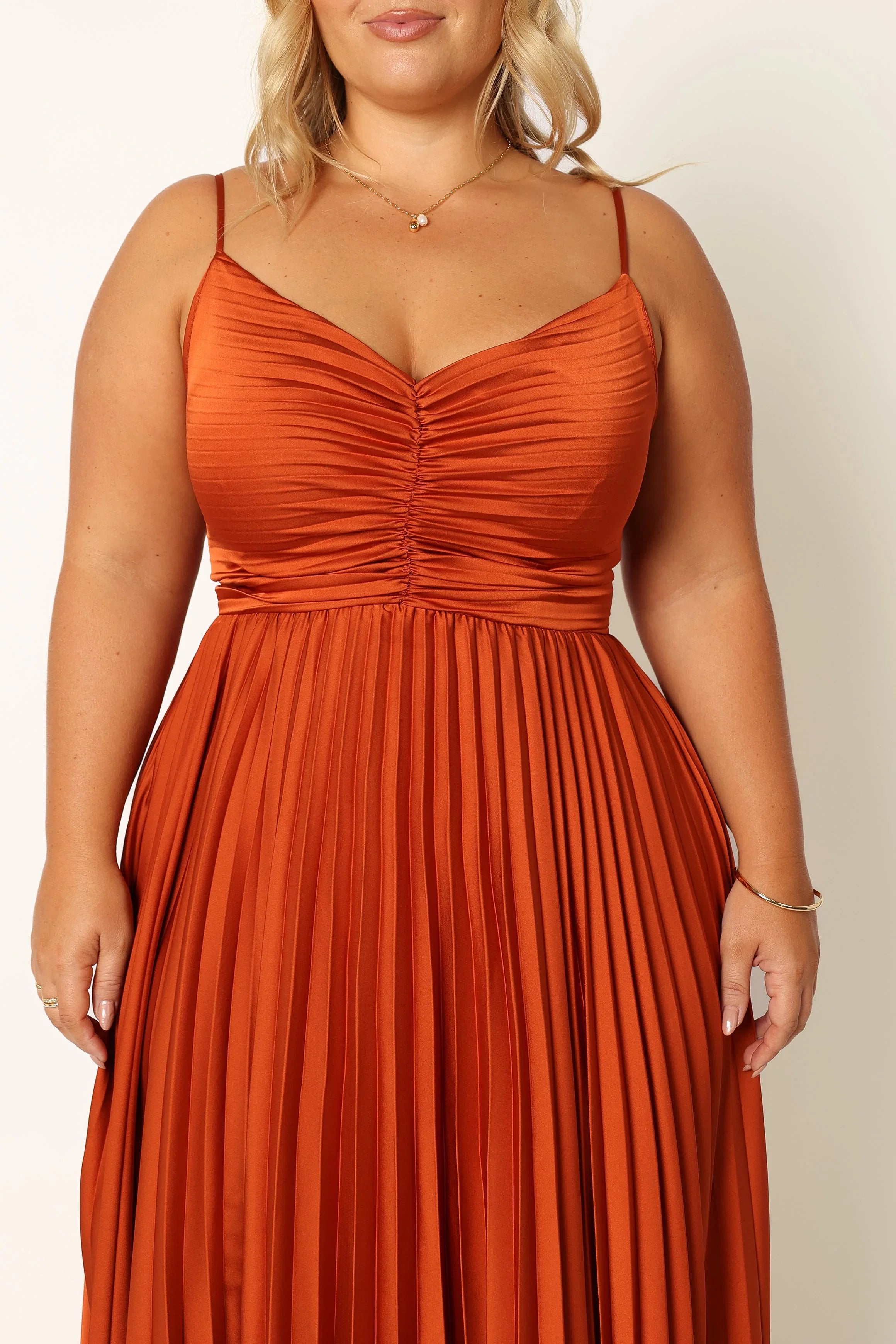 Naira Pleated Maxi Dress Sunset Orange