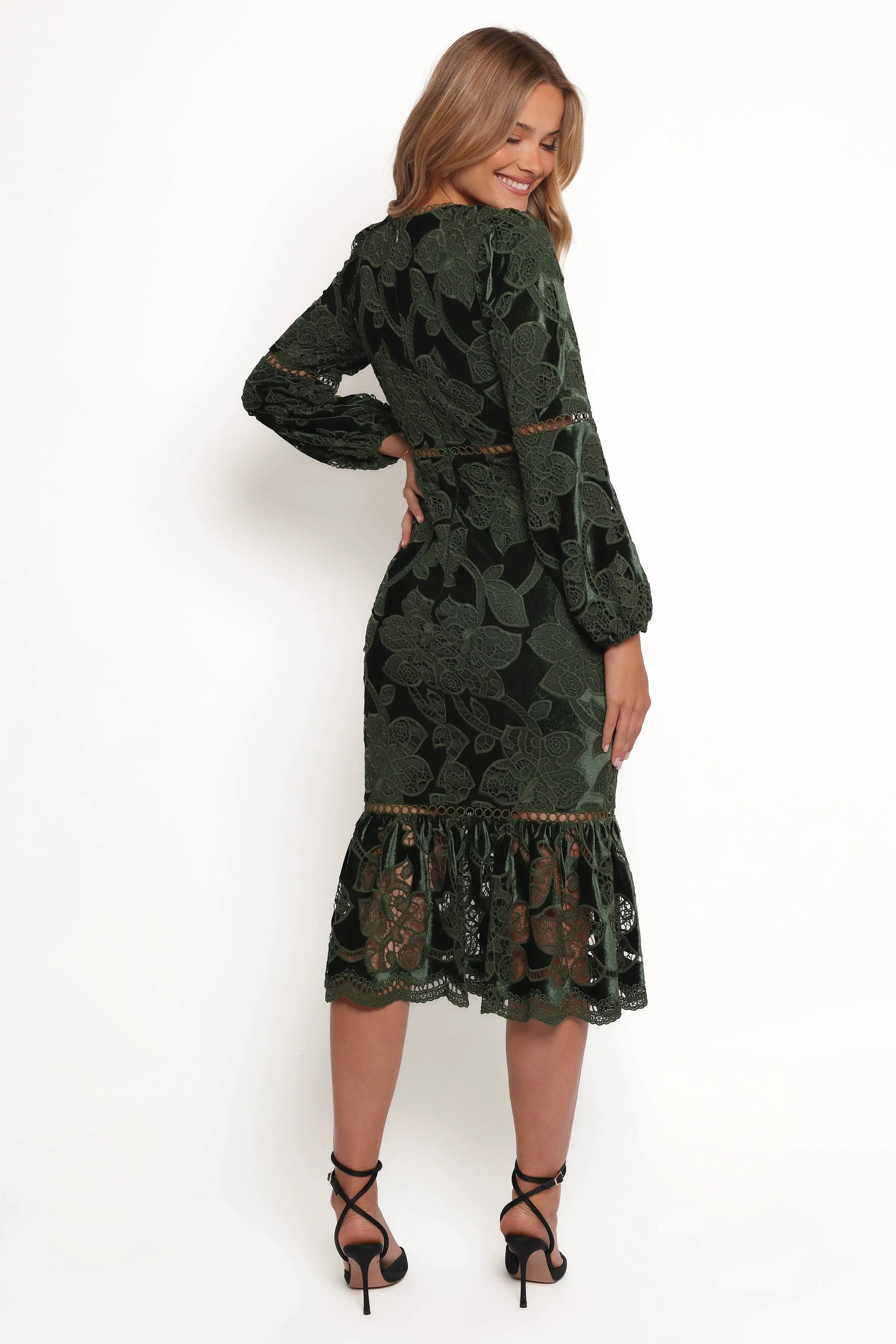 Pierre Long Sleeve Maxi Dress Deep Velvet Green