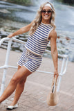 Ilona Knit Set Cream Navy Stripe
