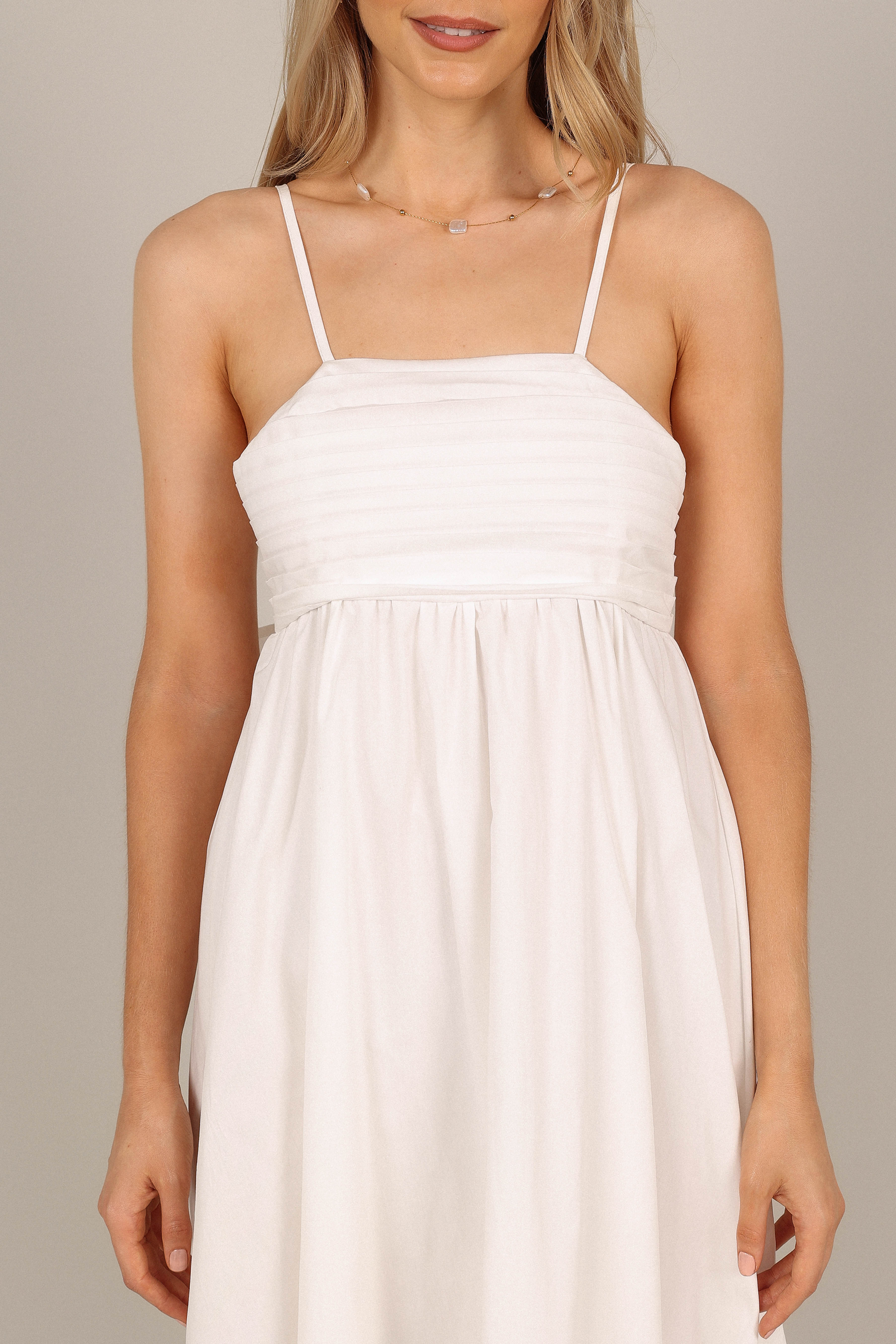 Alice Bow Back Midi Dress White