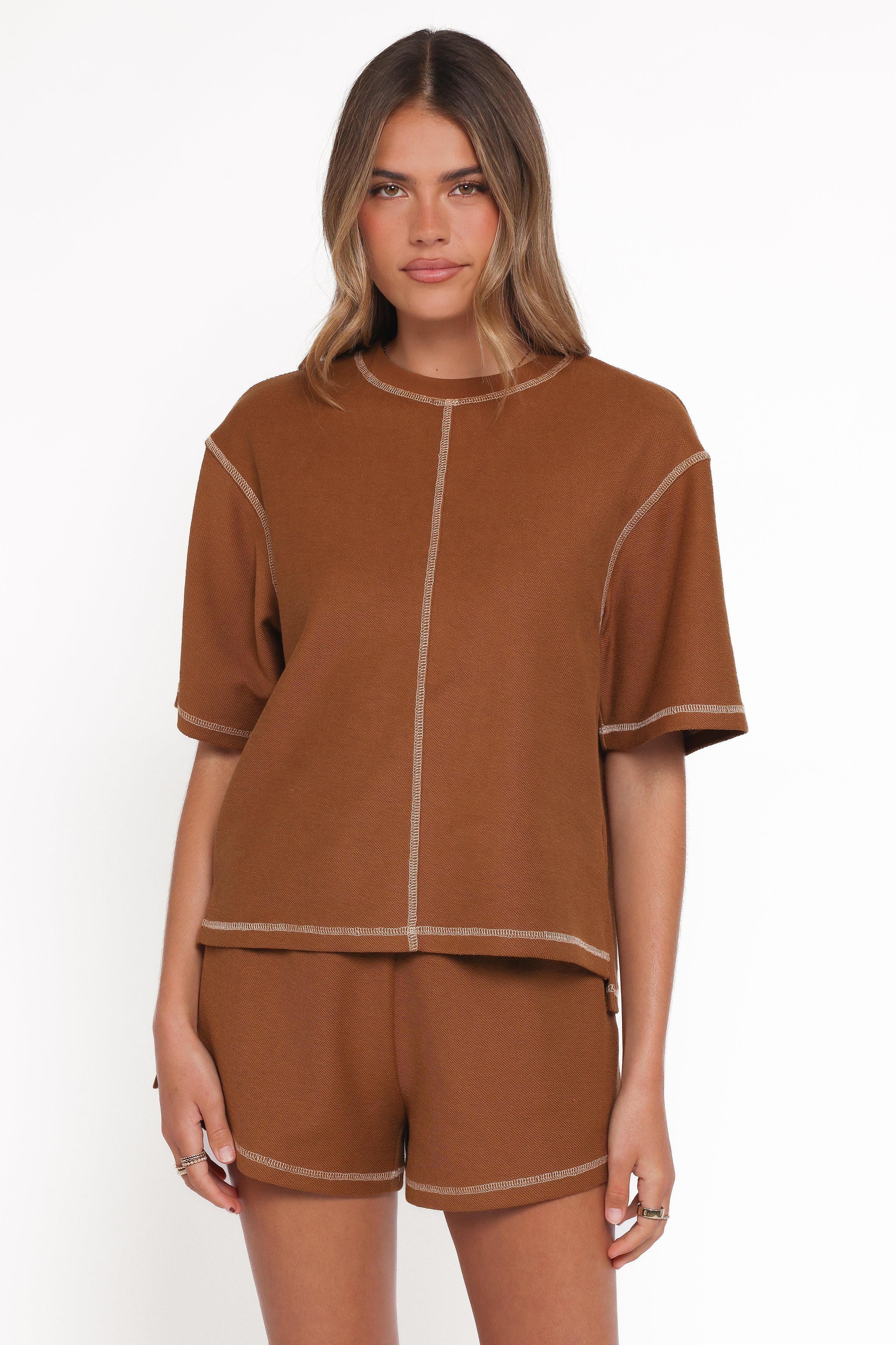 Melody Knit Short Set Chocolate