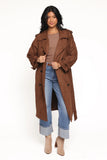 Micha Faux Suede Trench Coat Brown