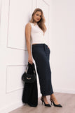 Ellory Midi Skirt Navy Pinstripe