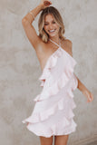 Valery Halterneck Mini Dress Pink
