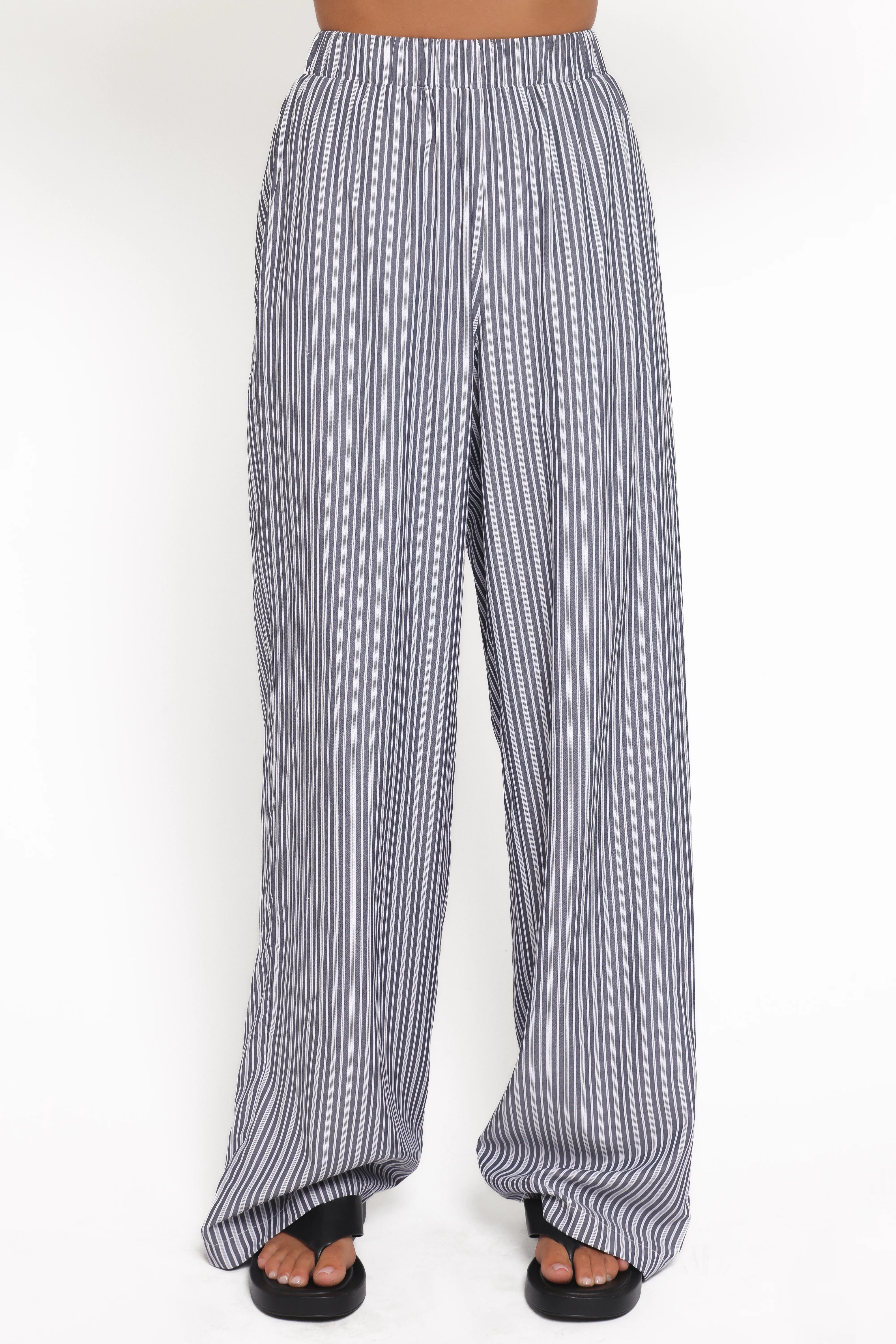 Melanie Pant Set Charcoal Stripe
