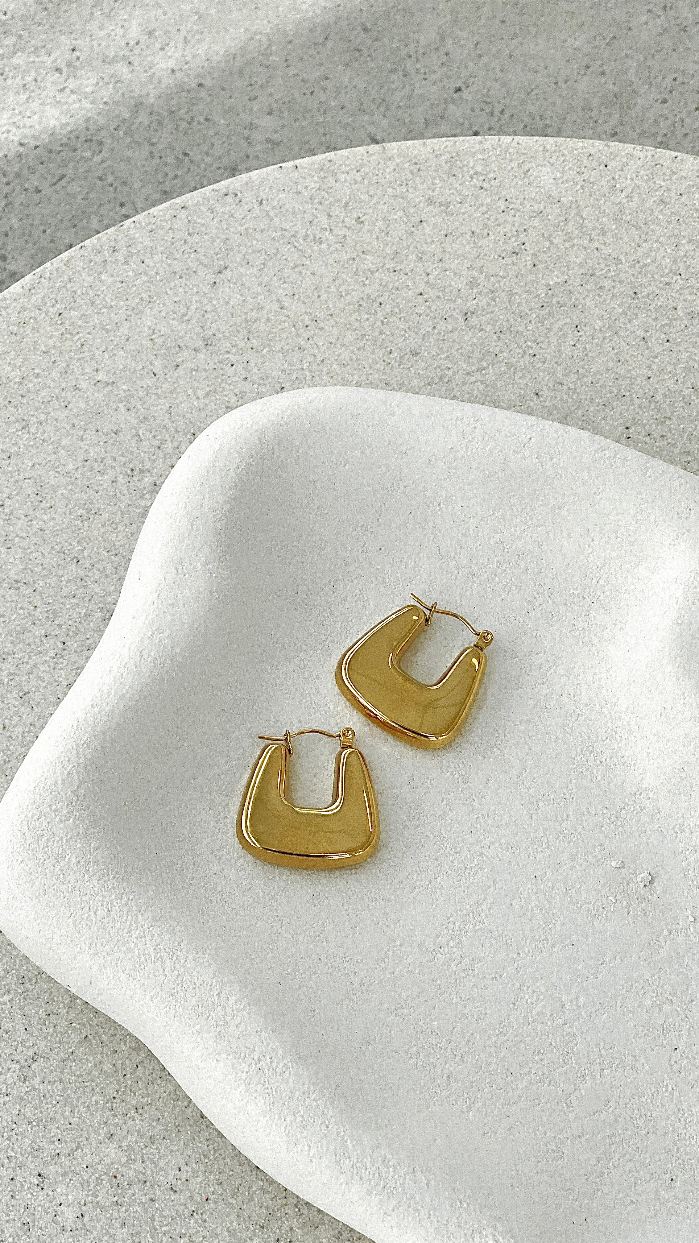 Square Crush Gold Plated Earrings Gold