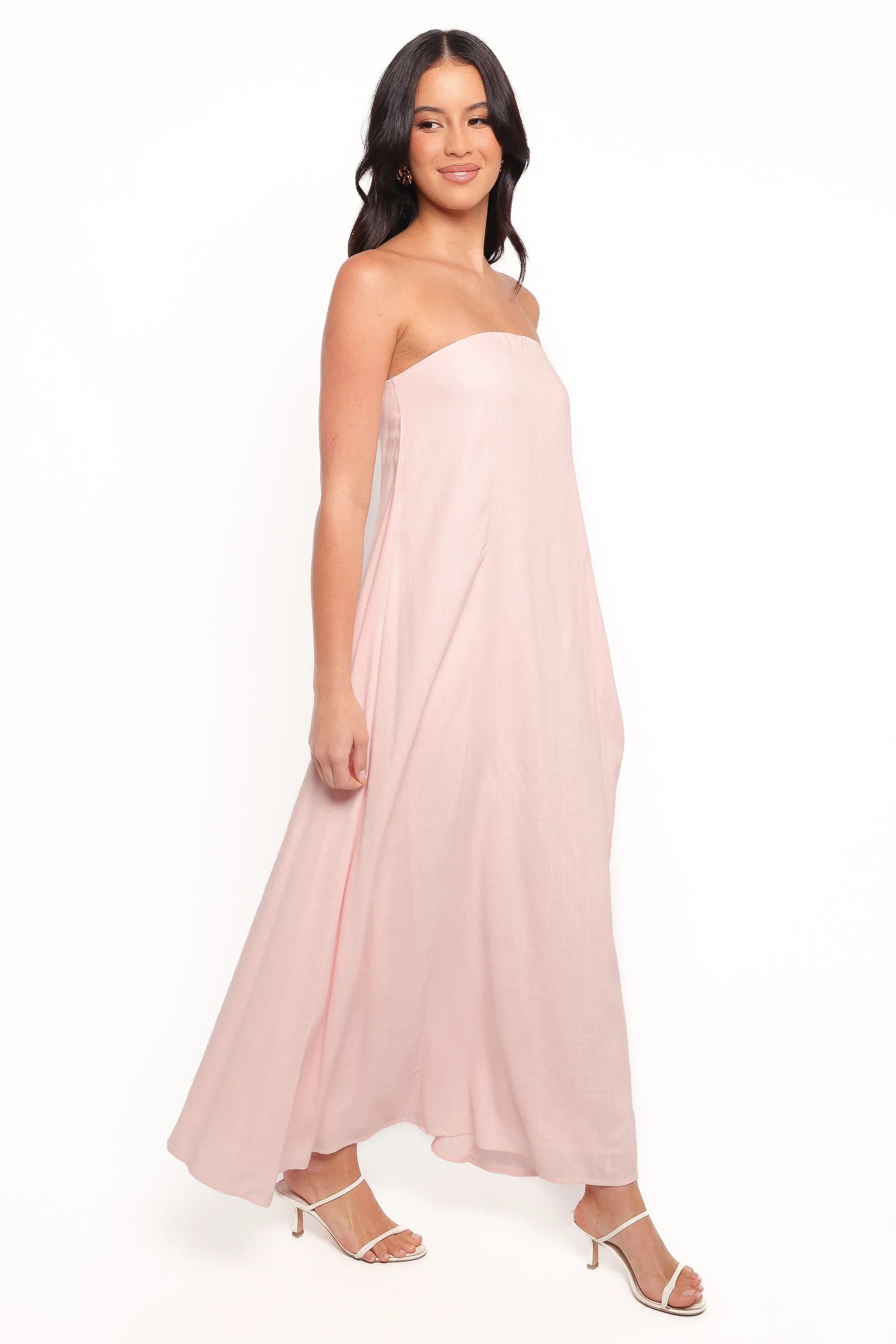 Bethany Strapless Midi Dress Rosewater