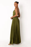 Naira Pleated Maxi Dress Palm Green
