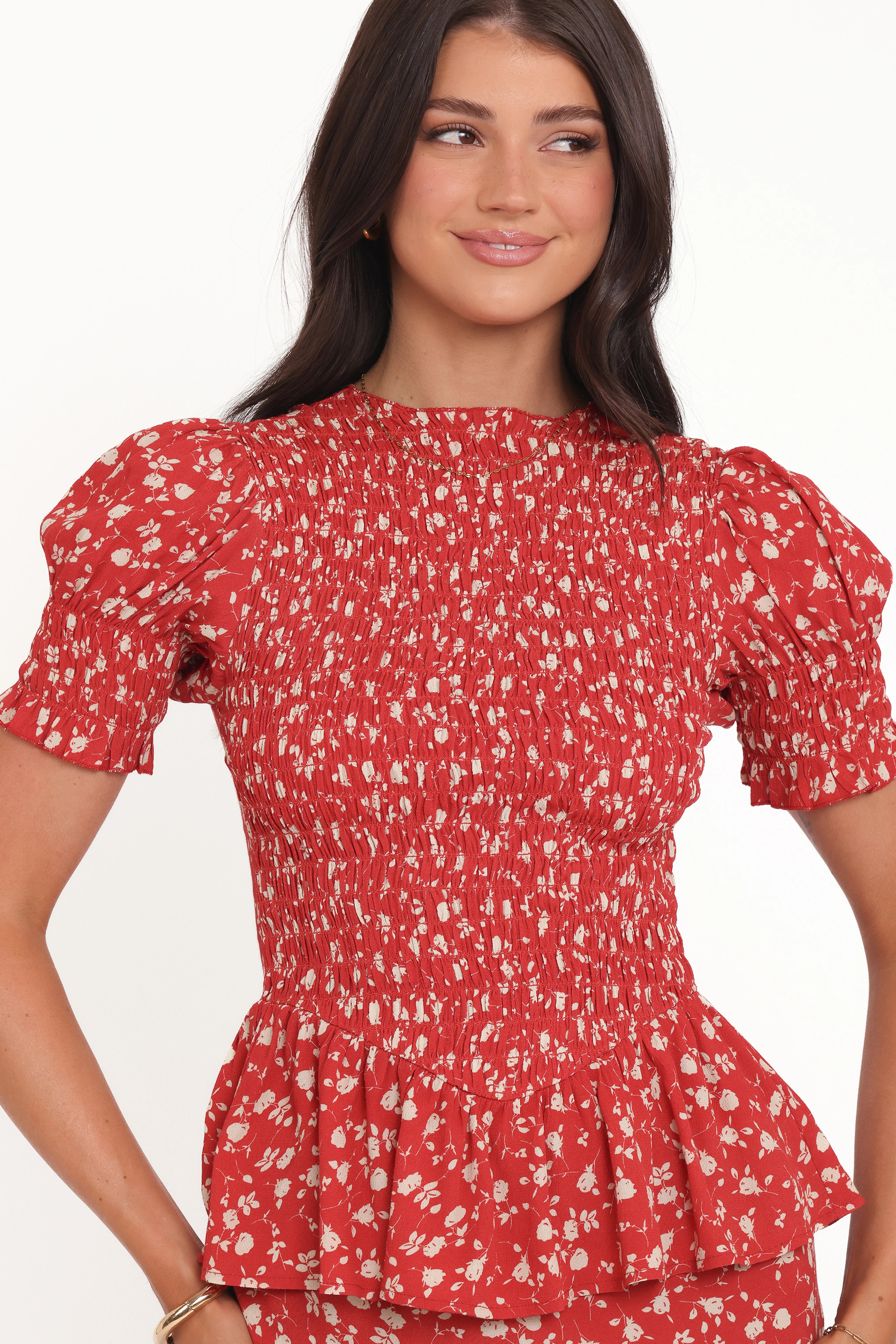 Zoella Peplum Top Red Floral