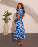 Holiday Shine Tropical Novelty Midi Dress