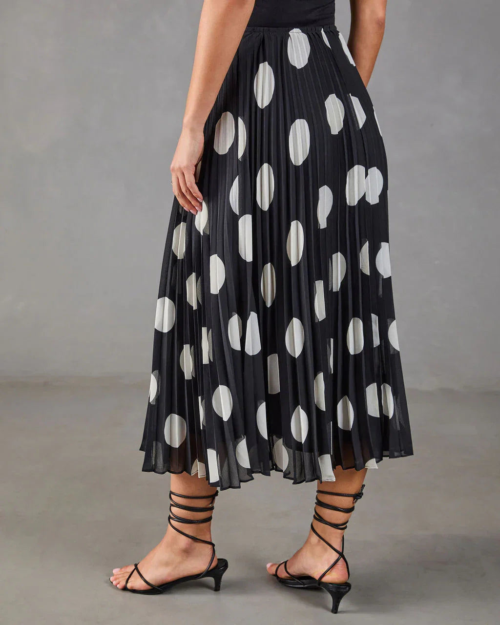 Evening Icon Pleated Polka Dot Midi Skirt
