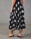Evening Icon Pleated Polka Dot Midi Skirt