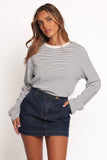 Ruva Long Sleeve Tee Navy White Stripe