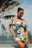Harriet Puff Sleeve Mini Dress Malta Print