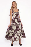 Leonor Maxi Dress Yellow Brown Floral