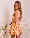 Sunlit Blossom Floral Bubble Hem Mini Dress