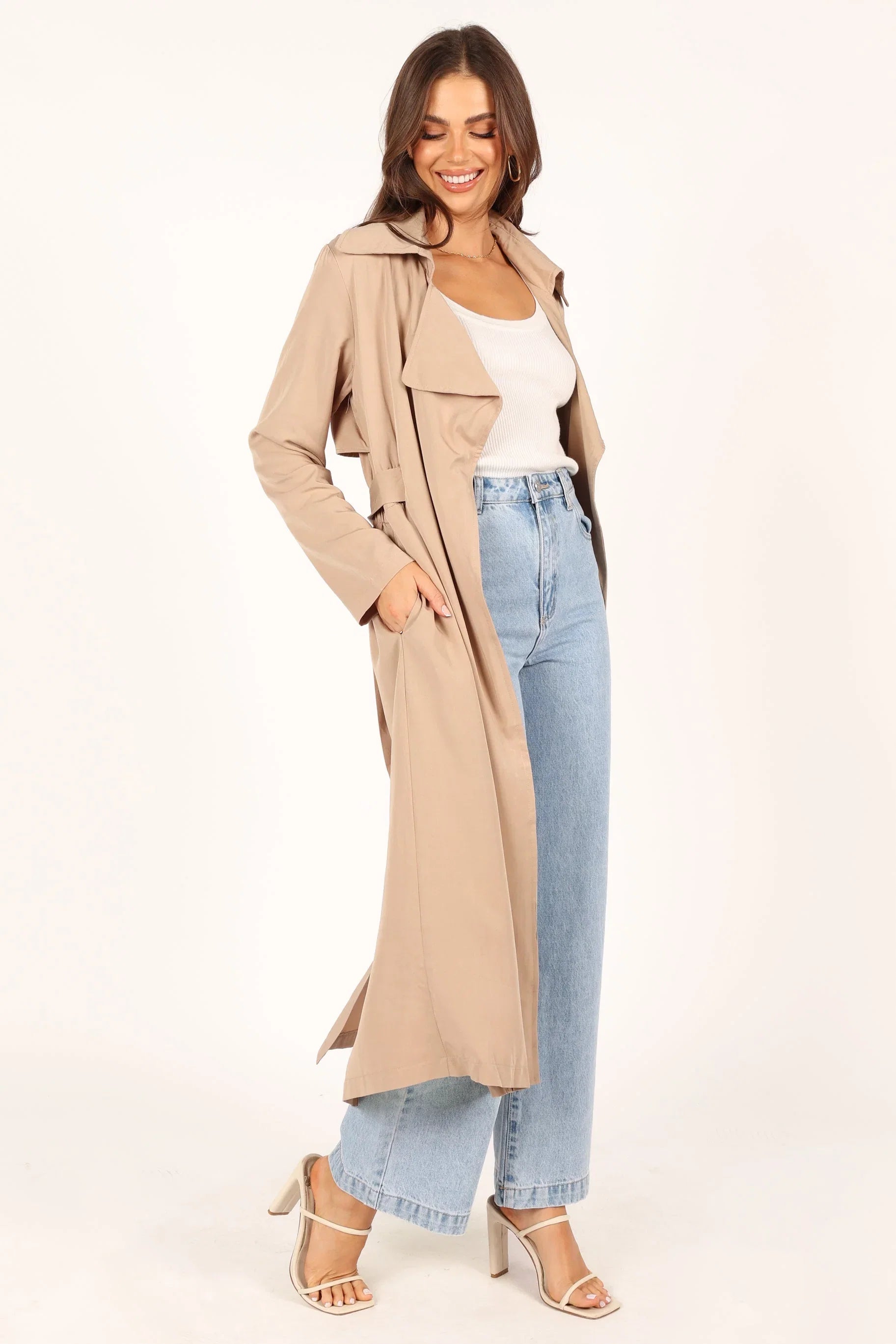Robyn Tie Front Trench Coat Beige