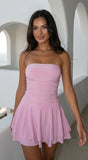 Siana Strapless Ruched Mini Dress Pink