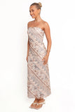 Saskia Strapless Midi Dress Brown