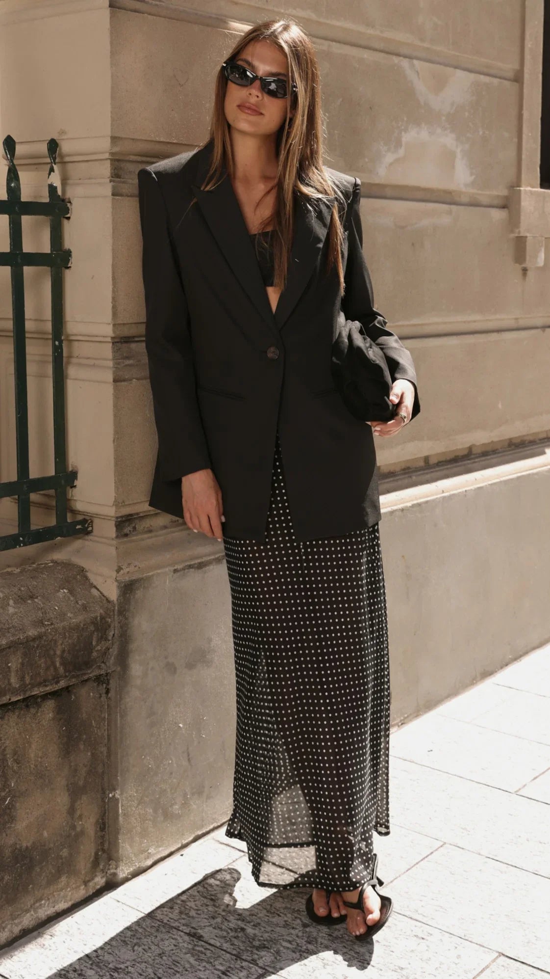 Onella Sheer Maxi Skirt Black White Spot