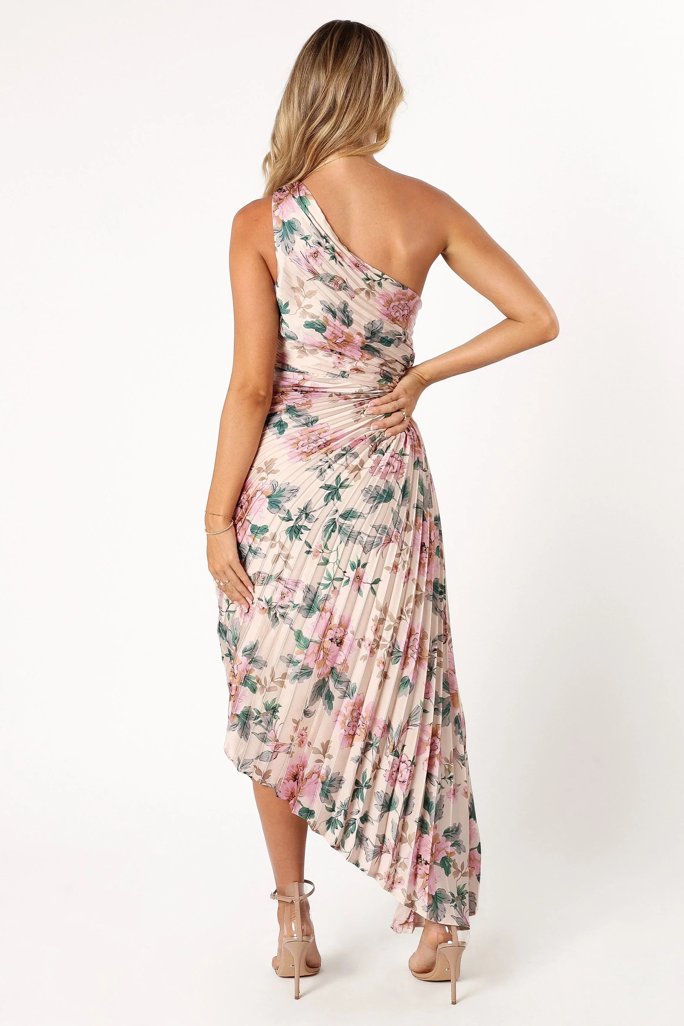Kleo One Shoulder Maxi Dress Pink Floral
